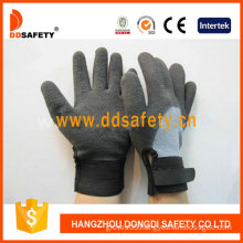 Grey T/C Shell Black Nitrile Adjustable Wrist Work Glove (DKL562)